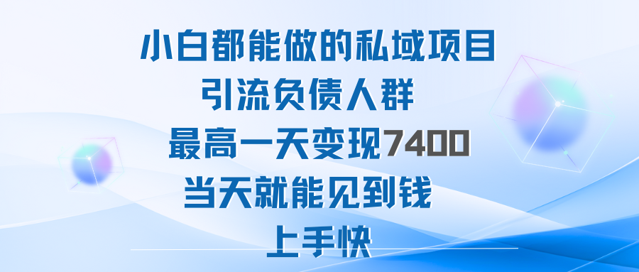 25年私域项目引流负债人群，最高一天变现1k+，高变现难度低-亮剑学堂